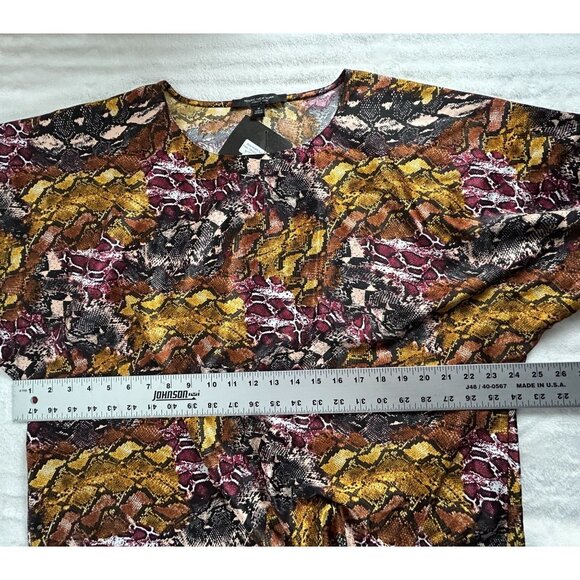 Marc New York Womens Snake Print Tie-Hem Top Blouse Medium Purple/Gold/Black New - Picture 6 of 7